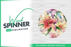 Watercolor Lily Floral Pattern with Pink Wind Spinner Product Image 1