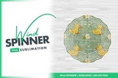 Yellow Ducklings and White Flowers on a Teal Wind Spinner Product Image 1