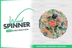Embroidered Floral Design with Orange Pink Wind Spinner Product Image 1