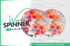 Watercolor floral pattern wind spinner round png Product Image 1