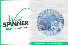 Winter wolf graphic wind spinner round png Product Image 1