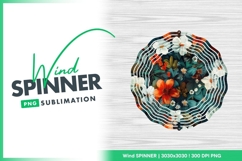 Floral Pattern with Orange White and Teal Wind Spinner Product Image 1