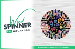 Colorful Floral Pattern on Black Background Wind Spinner Product Image 1