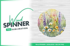 Watercolor Meadow Flowers Illustration with Wind Spinner Product Image 1