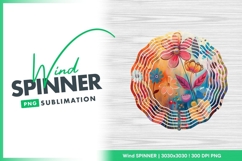 Colorful Floral Illustration with Orange Pink Wind Spinner Product Image 1