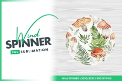 Watercolor Mushroom and Fern Pattern Wind Spinner Product Image 1