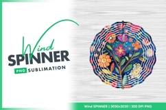 Colorful Floral Illustration with a Dark Blue Wind Spinner Product Image 1