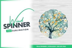 Watercolor Tree Illustration with Orange and Wind Spinner Product Image 1
