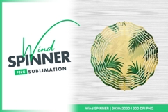 Palm leaves on yellow background wind spinner round png Product Image 1