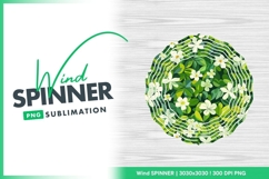 Floral pattern white flowers and green leaves wind spinner Product Image 1