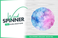 Blue and pink abstract watercolor fluid art wind spinner Product Image 1