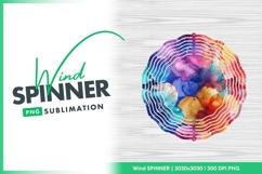 Colorful floral watercolor design wind spinner round png Product Image 1