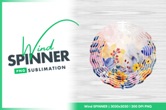 Watercolor floral background with wind spinner round png Product Image 1