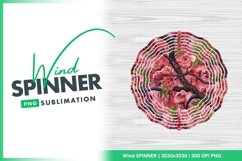 Embroidered pink cherry blossoms and dark wind spinner Product Image 1
