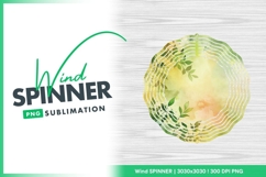 Watercolor background with green foliage wind spinner Product Image 1