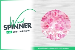 Pink hearts watercolor background wind spinner round png Product Image 1