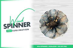 Abstract flower with golden accents wind spinner round png Product Image 1