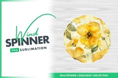 Watercolor yellow flowers seamless wind spinner round png Product Image 1