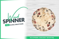 Floral watercolor frame with wind spinner round png Product Image 1