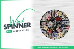 Colorful floral embroidery on black background wind spinner Product Image 1