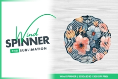 Watercolor flower pattern on dark Wind Spinner Product Image 1