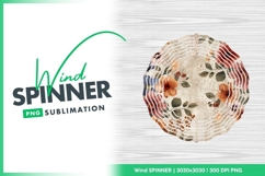 Vintage floral watercolor wind spinner round png Product Image 1