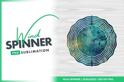 Teal floral grunge texture wind spinner round png Product Image 1