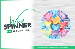Watercolor hearts illustration wind spinner round png Product Image 1