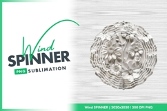 Elegant white floral pattern wind spinner round png Product Image 1