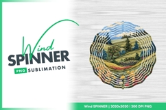 Embroidered landscape with flowers and wind spinner Product Image 1