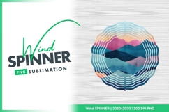 Abstract mountain range landscape wind spinner round png Product Image 1