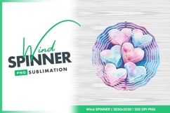 Watercolor hearts composition pink and blue wind spinner Product Image 1