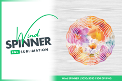 Watercolor floral pattern wind spinner round png Product Image 1