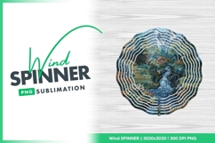 Embroidered landscape with waterfall and wind spinner Product Image 1