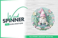 Gnome wind spinner round sublimation design Product Image 1
