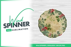 Holly christmas wind spinner round sublimation Product Image 1