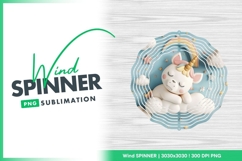 Sleeping unicorn wind spinner round sublimation design Product Image 1