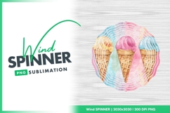 Ice cream watercolor wind spinner round design Product Image 1