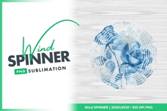 Blue rose wind spinner round sublimation design Product Image 1
