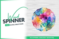 Watercolor flowers wind spinner round sublimation design Product Image 1