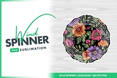 Floral wind spinner round png sublimation design Product Image 1
