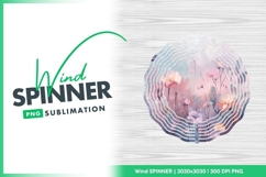 Watercolor flowers wind spinner round sublimation design Product Image 1