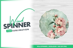 Floral Design on Wood Grain Wind Spinner Round Png Product Image 1