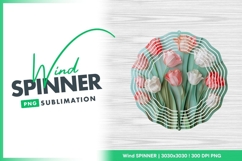Tulip Flowers on Wooden Wind Spinner Round Png Product Image 1