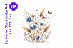 Elegant Floral Arrangement With Daisies Butterflies Clipart Product Image 1