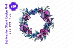 Beautiful Watercolor Floral Wreath With Purple Clipart Product Image 1