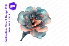 Abstract Flower With Water Droplets Blue And Orange Clipart Product Image 1