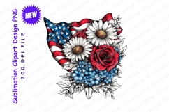 Patriotic Floral Arrangement With American Flag Clipart Product Image 1