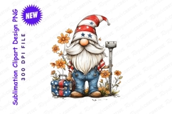 Patriotic Gnome With American Flag Hat And Suitcase Clipart Product Image 1