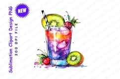 Watercolor Illustration Of Summer Cocktail With Clipart Product Image 1